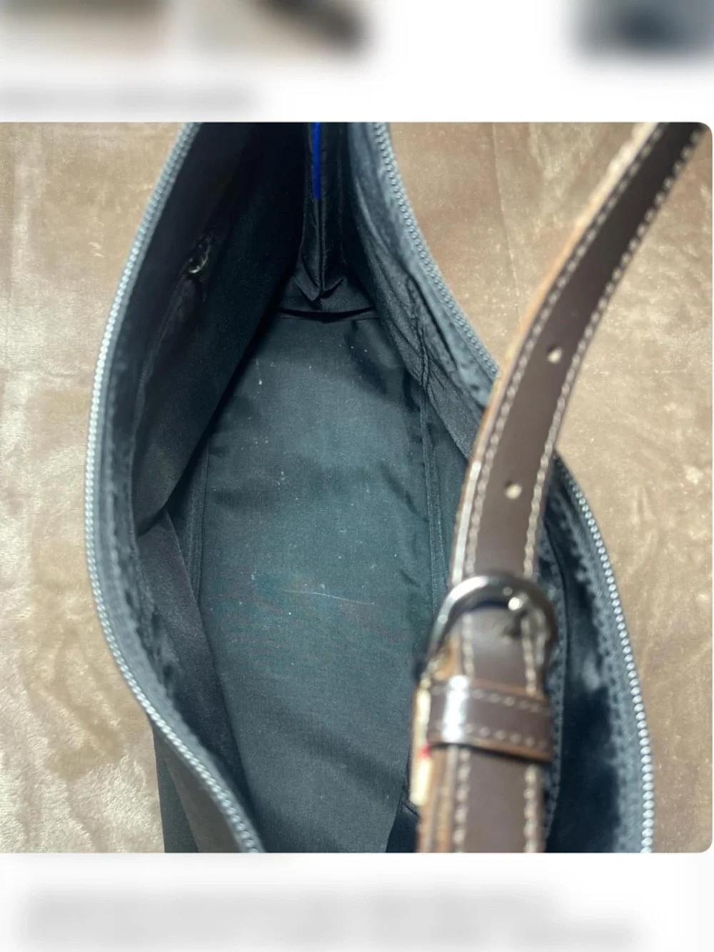 Black and Beige Plaid Shoulder Bag - Picture 3 of 9